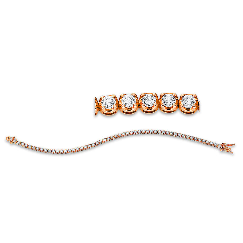 Armband    aus 750/-18 Karat Rotgold mit 65 Diamanten 5 ct