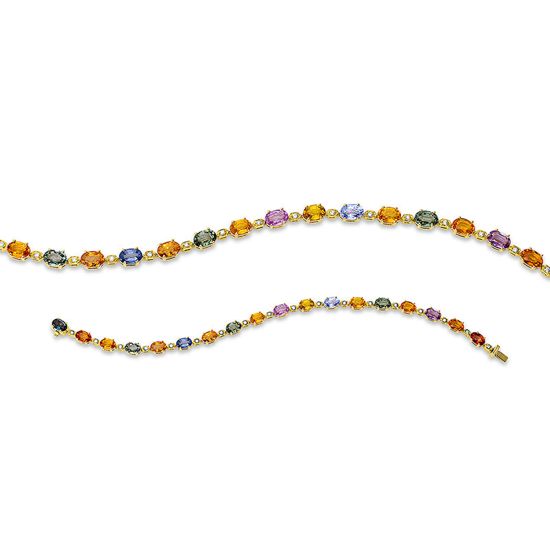 Armband mit Saphir  aus 750/-18 Karat Gelbgold mit 18 Diamanten 0