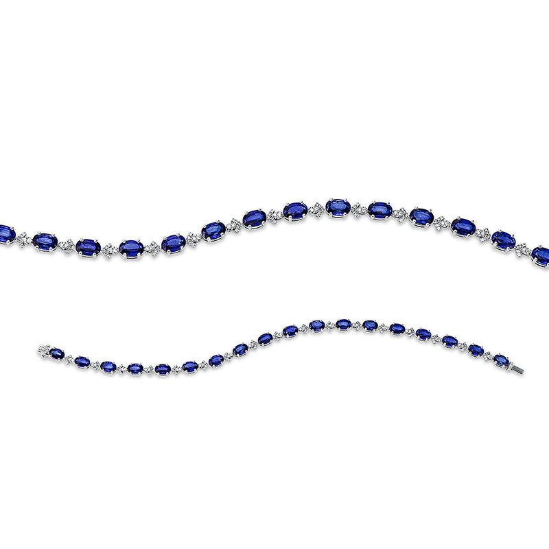 Armband mit Saphir  aus 750/-18 Karat Weißgold mit 129 Diamanten 0