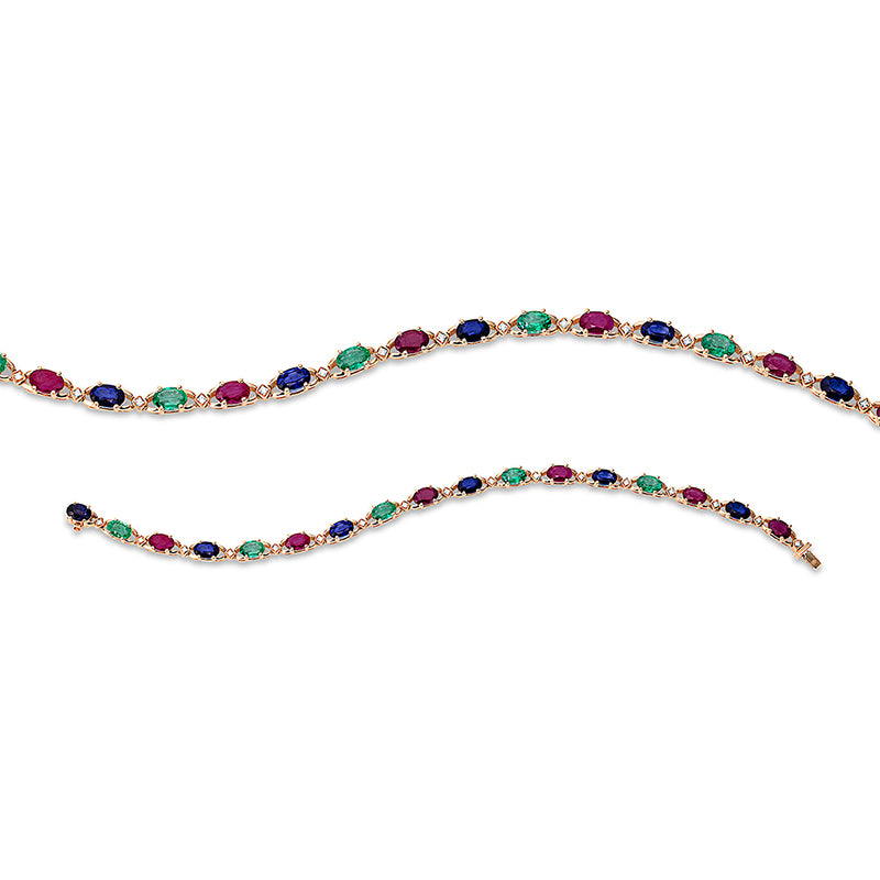 Armband mit Saphir  aus 750/-18 Karat Rotgold mit 17 Diamanten 0