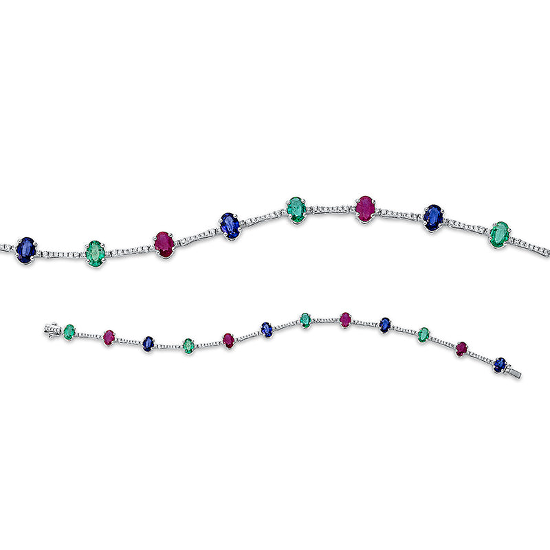 Armband mit Saphir  aus 750/-18 Karat Weißgold mit 107 Diamanten 0