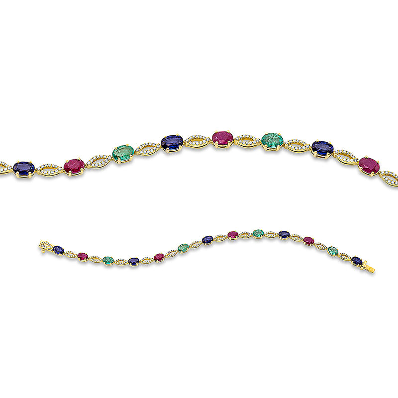 Armband mit Rubin  aus 750/-18 Karat Gelbgold mit 156 Diamanten 0