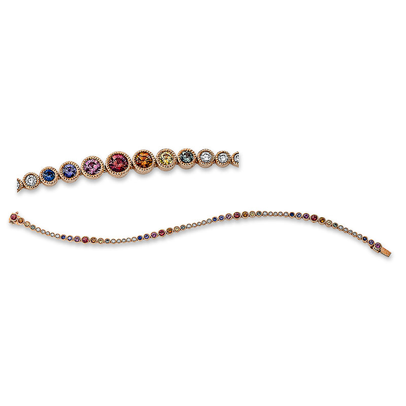 Armband mit Saphir  aus 750/-18 Karat Rotgold mit 25 Diamanten 0