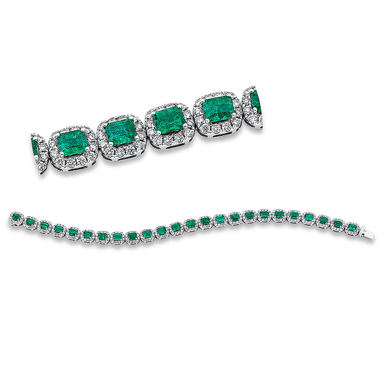 Armband mit Smaragd  aus 750/-18 Karat Weißgold mit 288 Diamanten 3