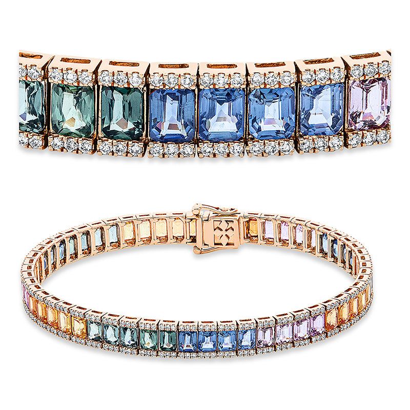 Armband mit Saphir  aus 750/-18 Karat Rotgold mit 330 Diamanten 1