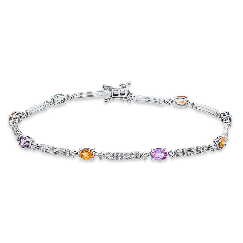 Armband mit Saphir  aus 750/-18 Karat Weißgold mit 179 Diamanten 0