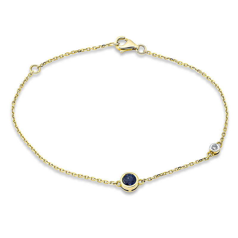 Armband mit Saphir  aus 750/-18 Karat Gelbgold / Weißgold mit 1 Diamant 0