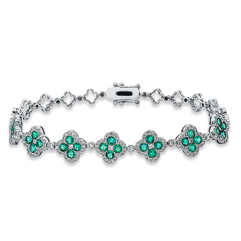 Armband mit Smaragd  aus 750/-18 Karat Weißgold mit 183 Diamanten 0