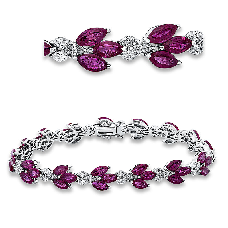 Armband mit Rubin  aus 750/-18 Karat Weißgold mit 45 Diamanten 2