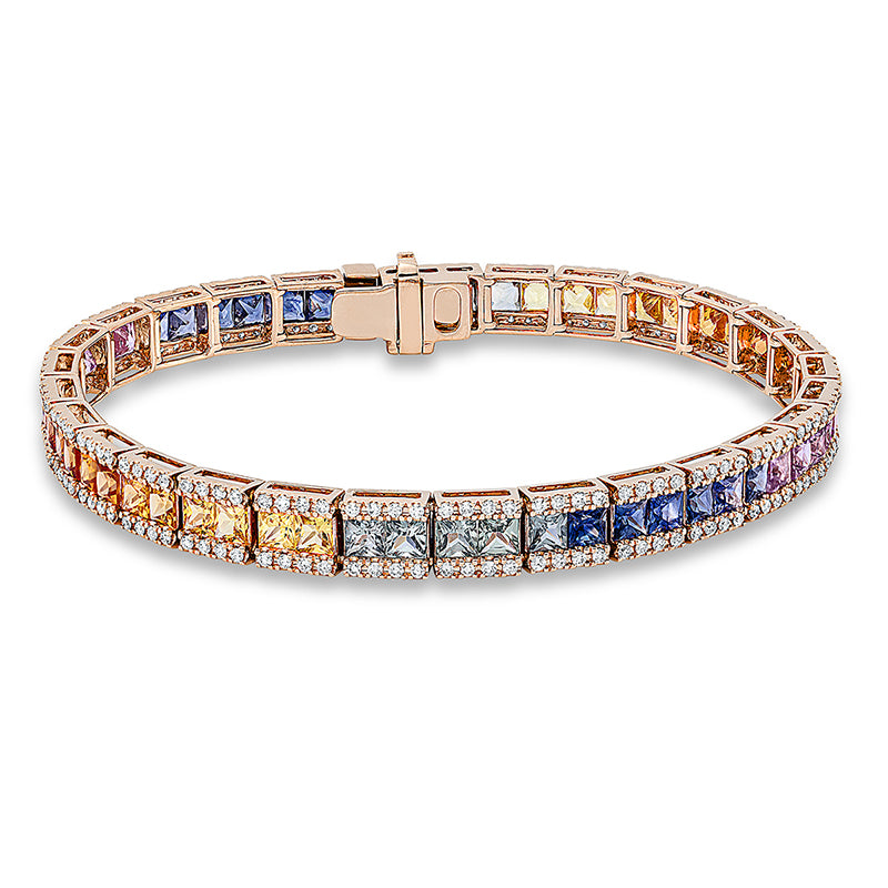 Armband mit Saphir  aus 750/-18 Karat Rotgold mit 232 Diamanten 1