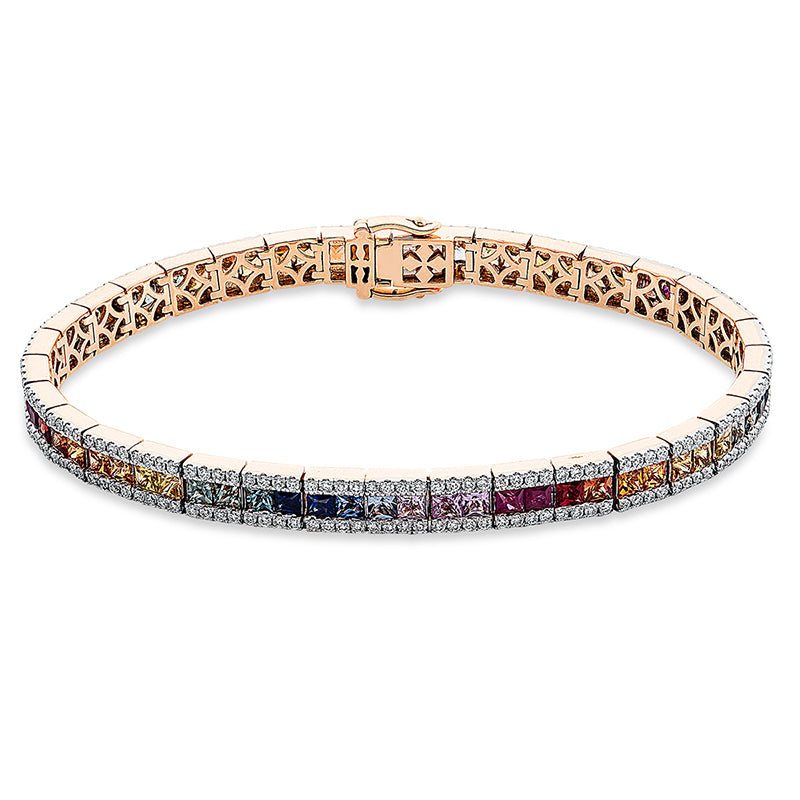 Armband mit Saphir  aus 750/-18 Karat Gelbgold mit 266 Diamanten 1