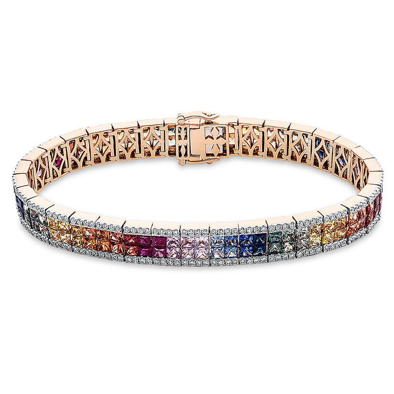 Armband mit Saphir  aus 750/-18 Karat Rotgold mit 266 Diamanten 1