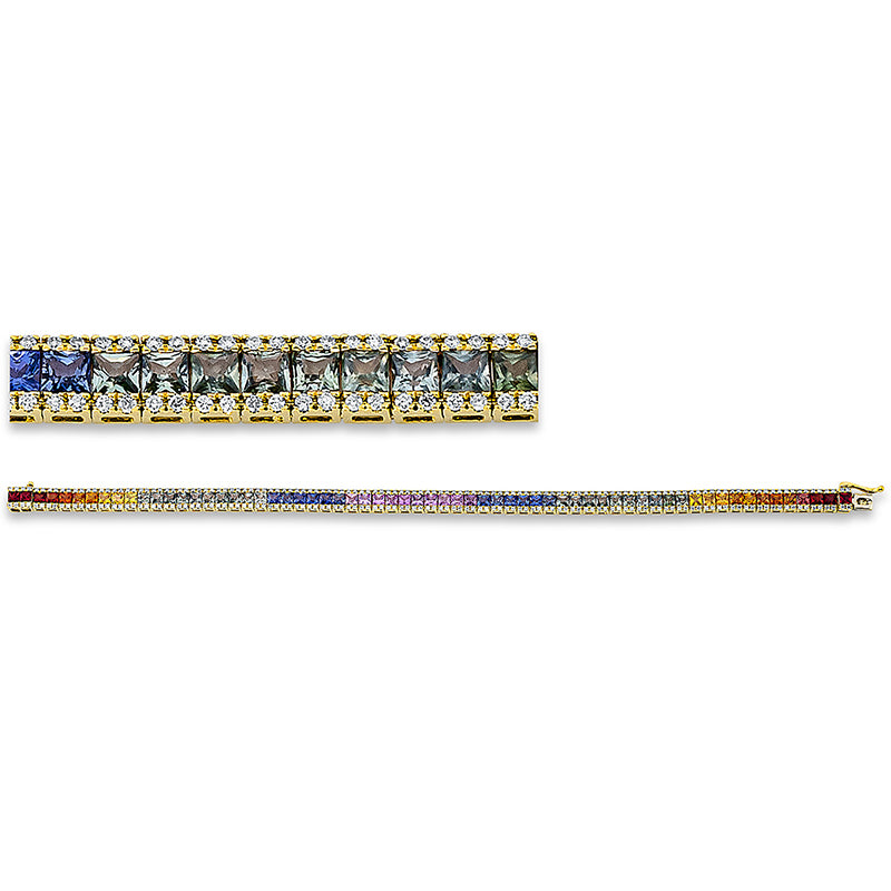 Armband mit Saphir  aus 750/-18 Karat Gelbgold mit 256 Diamanten 1