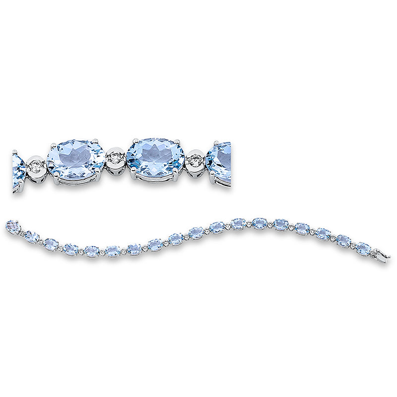 Armband mit Aquamarin  aus 750/-18 Karat Weißgold mit 18 Diamanten 0