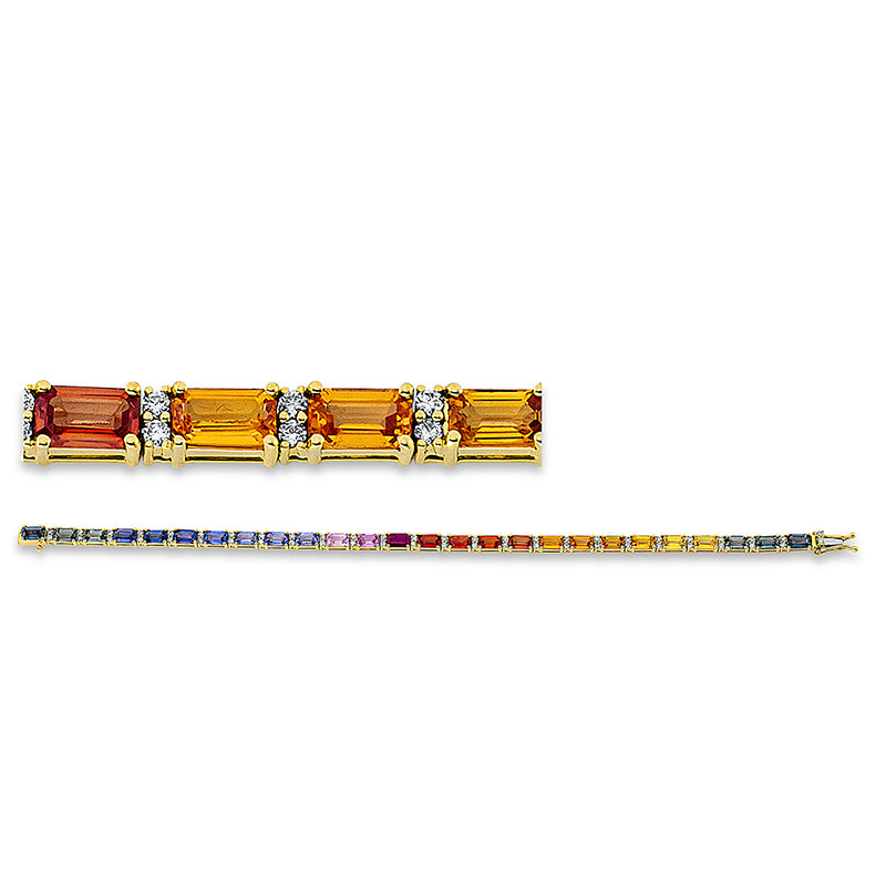 Armband mit Saphir  aus 750/-18 Karat Gelbgold mit 52 Diamanten 0