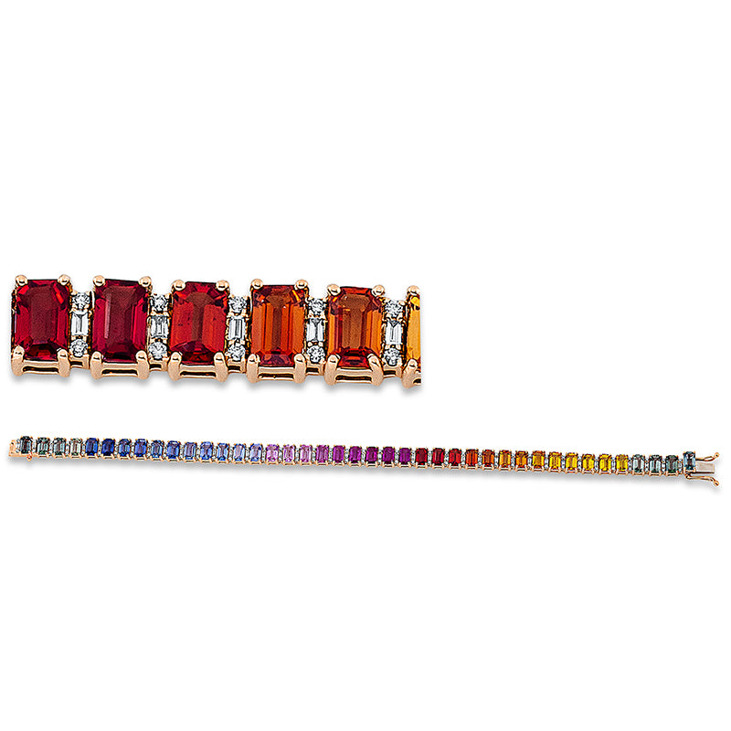 Armband mit Saphir  aus 750/-18 Karat Rotgold mit 123 Diamanten 0