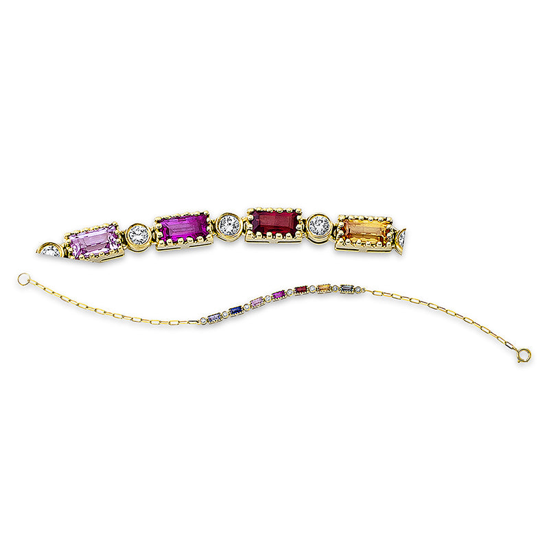 Armband mit Saphir  aus 750/-18 Karat Gelbgold mit 8 Diamanten 0