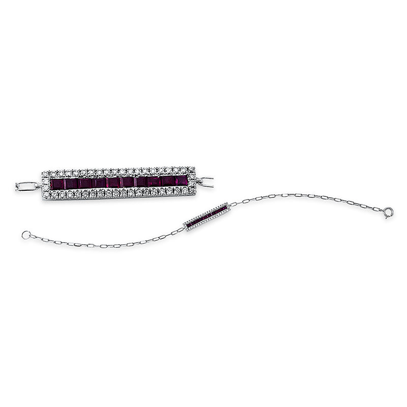 Armband mit Rubin  aus 750/-18 Karat Weißgold mit 44 Diamanten 0