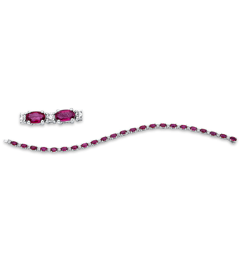 Armband mit Rubin  aus 750/-18 Karat Weißgold mit 23 Diamanten 1