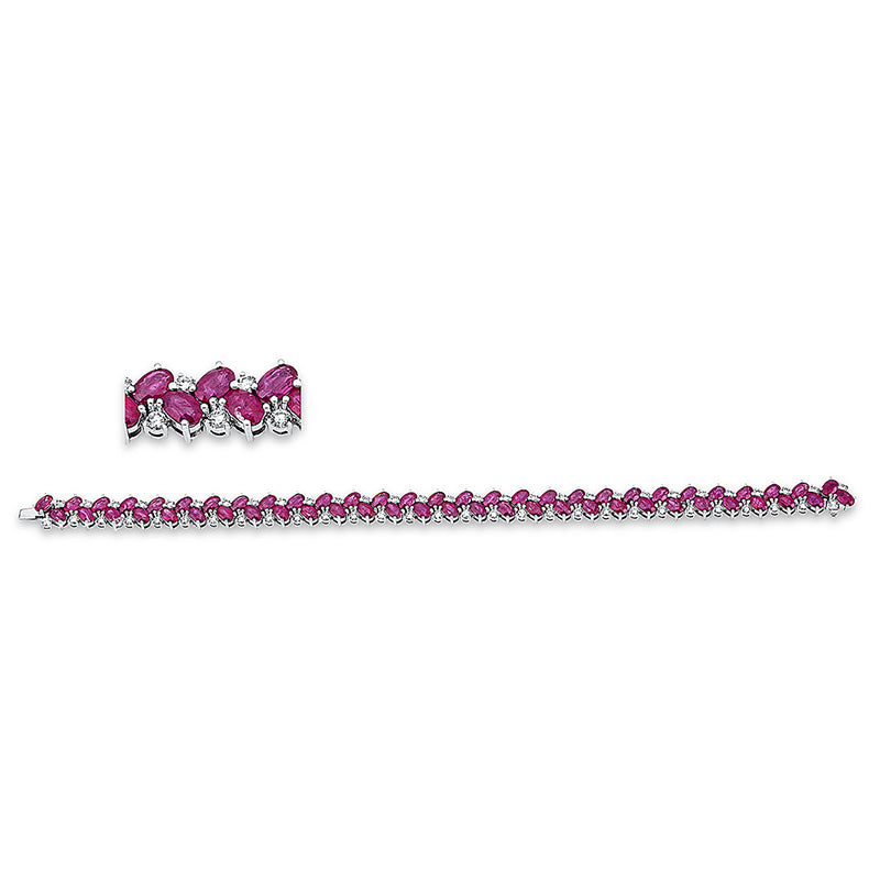 Armband mit Rubin  aus 750/-18 Karat Weißgold mit 58 Diamanten 2