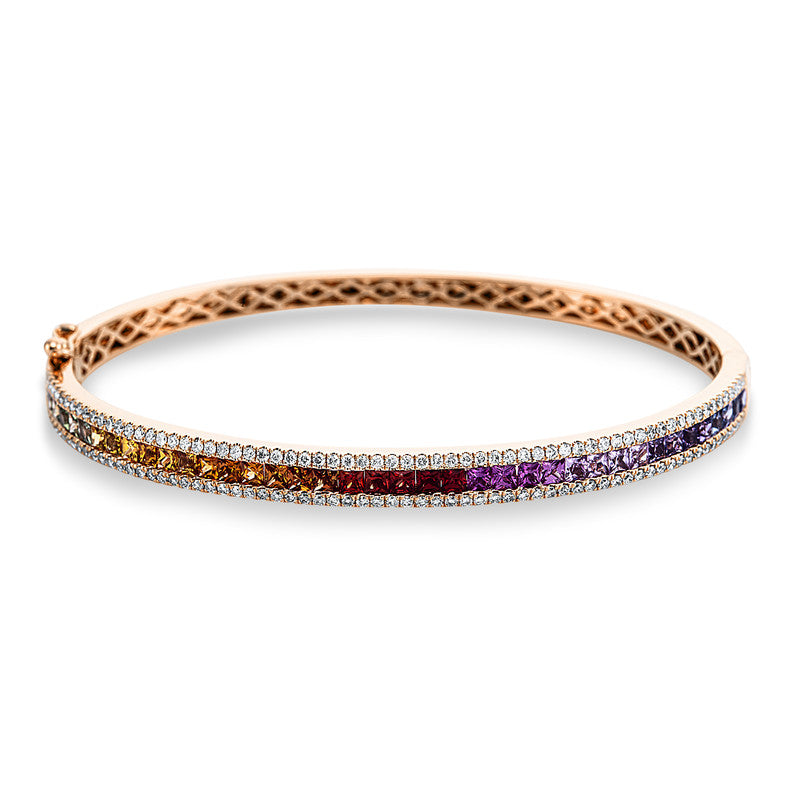 Armreif mit Saphir  aus 750/-18 Karat Rotgold mit 134 Diamanten 0