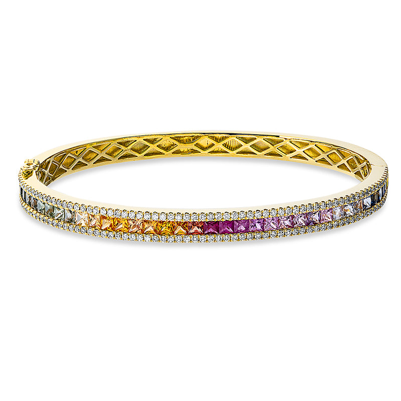 Armreif - Regenbogen-Schmuck aus Gold mit Diamanten mit Saphir - 6A691