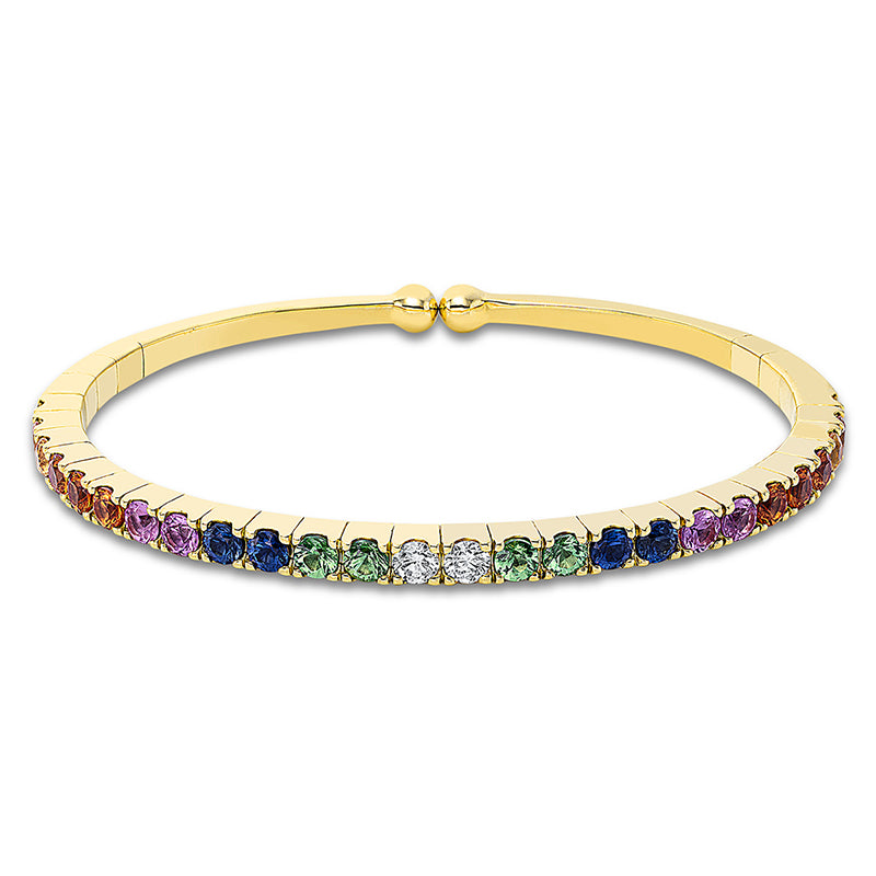 Armreif mit Saphir  aus 750/-18 Karat Gelbgold mit 2 Diamanten 0