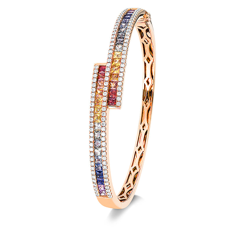 Armreif mit Saphir  aus 750/-18 Karat Rotgold mit 109 Diamanten 0
