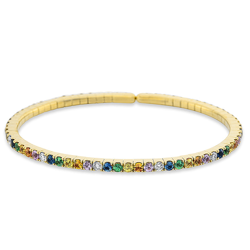 Armreif mit Saphir  aus 750/-18 Karat Gelbgold mit 11 Diamanten 0