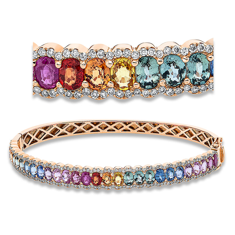 Armreif mit Saphir  aus 750/-18 Karat Rotgold mit 176 Diamanten 0