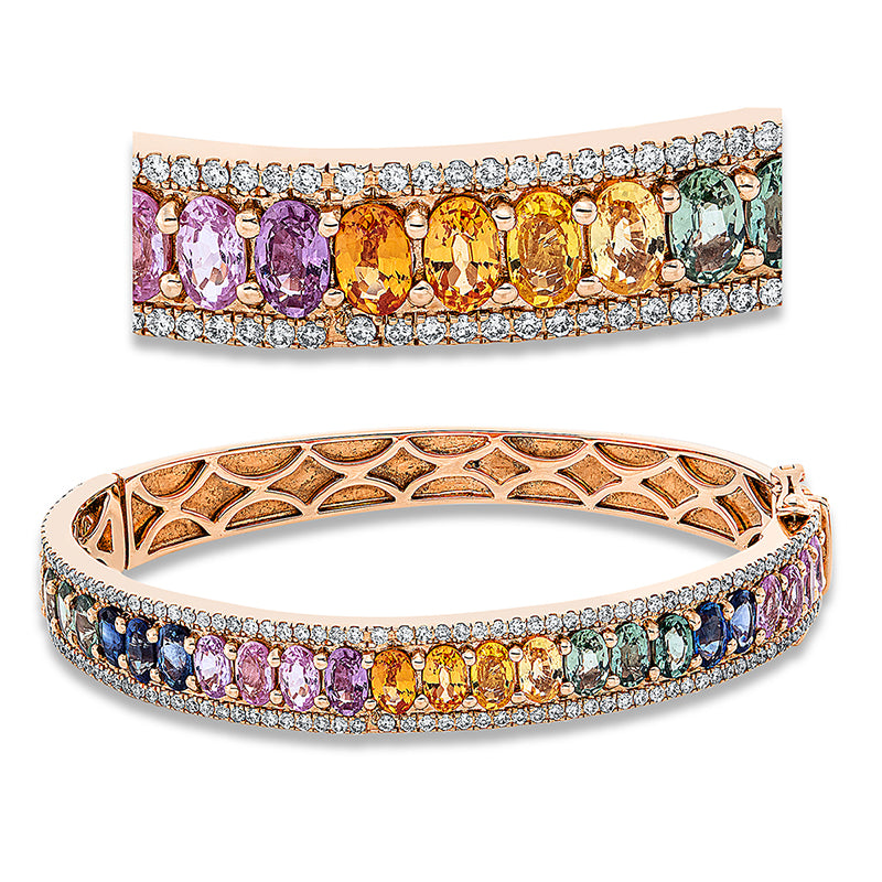 Armreif mit Saphir  aus 750/-18 Karat Rotgold mit 138 Diamanten 1