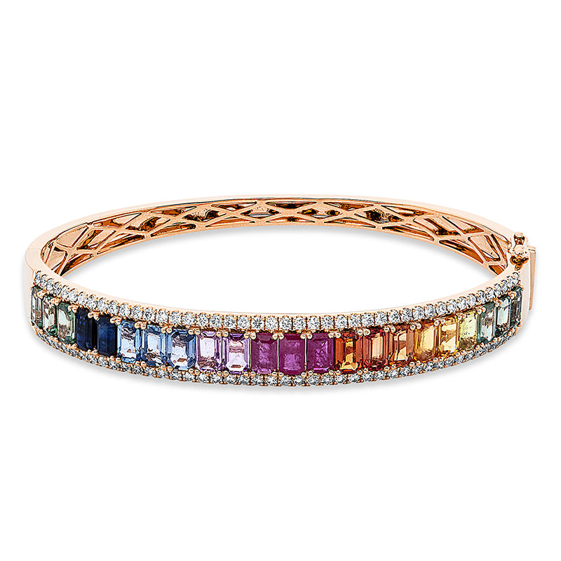 Armreif mit Smaragd  aus 750/-18 Karat Rotgold mit 88 Diamanten 1