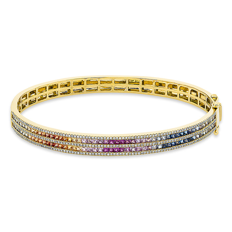 Armreif mit Saphir  aus 750/-18 Karat Gelbgold mit 273 Diamanten 0
