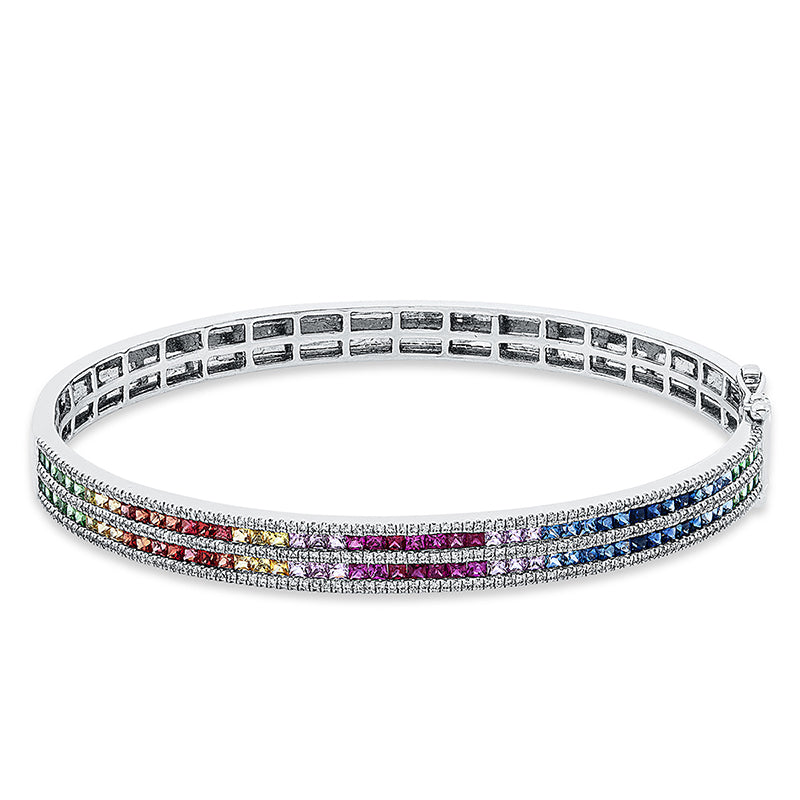 Armreif mit Saphir  aus 750/-18 Karat Weißgold mit 273 Diamanten 0