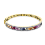 Armreif - Regenbogen-Schmuck aus Gold mit Diamanten mit Saphir, Fassung rhodiniert - 6A886