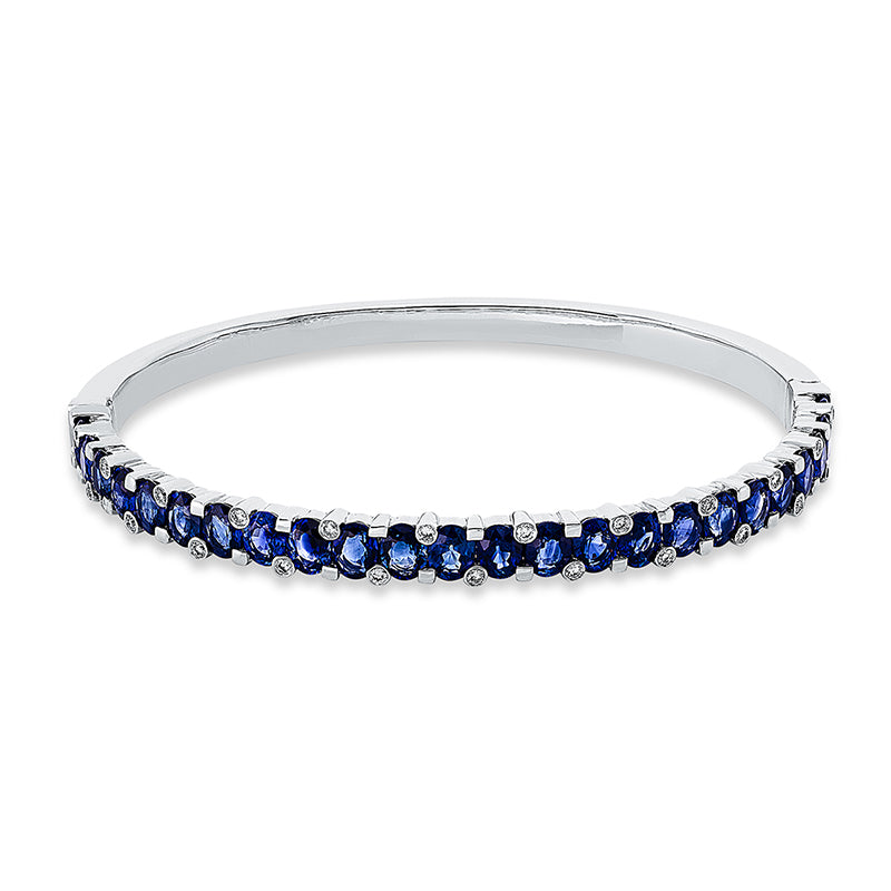 Armreif mit Saphir  aus 750/-18 Karat Weißgold mit 25 Diamanten 0