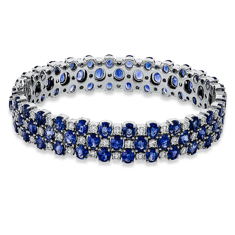 Armreif mit Saphir  aus 750/-18 Karat Weißgold mit 84 Diamanten 3