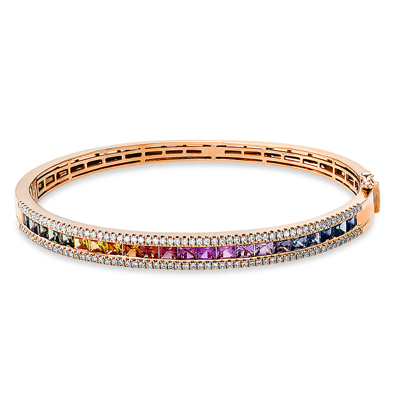 Armreif mit Saphir  aus 750/-18 Karat Rotgold mit 118 Diamanten 0
