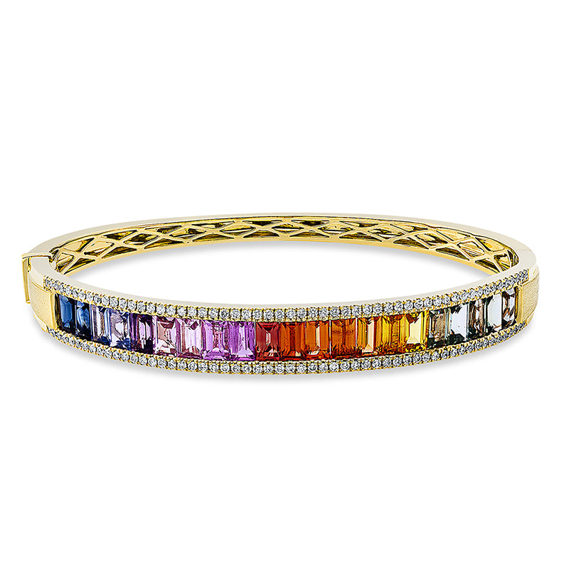 Armreif mit Saphir  aus 750/-18 Karat Gelbgold mit 110 Diamanten 0