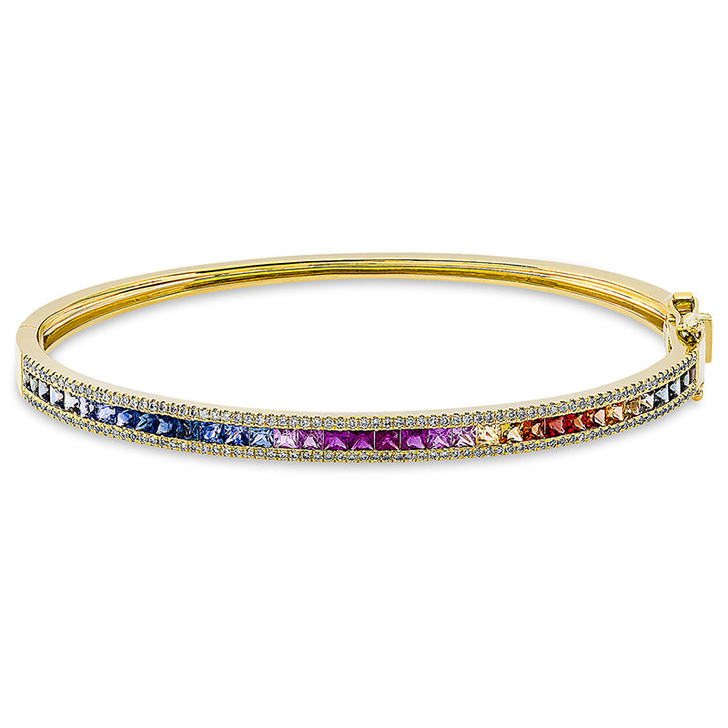 Armreif mit Saphir  aus 750/-18 Karat Gelbgold mit 150 Diamanten 0