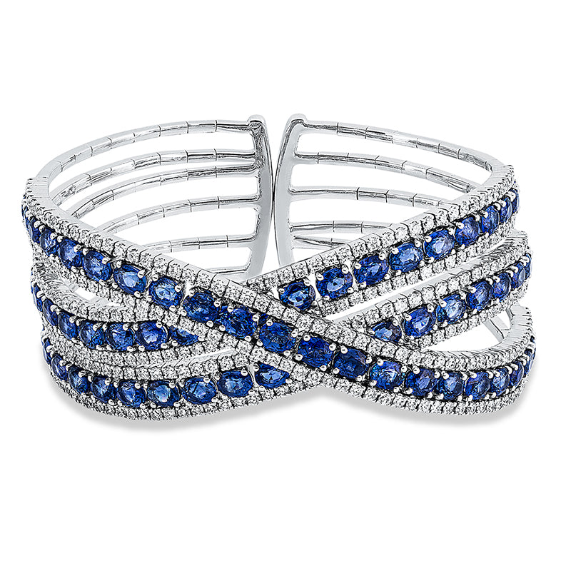 Armreif mit Saphir  aus 750/-18 Karat Weißgold mit 312 Diamanten 5