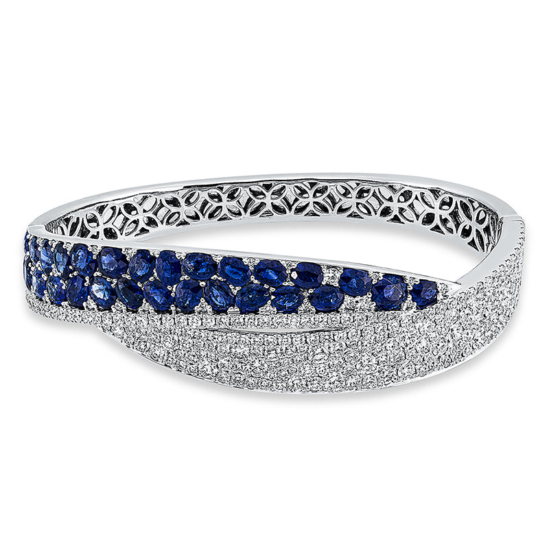 Armreif mit Saphir  aus 750/-18 Karat Weißgold mit 231 Diamanten 3