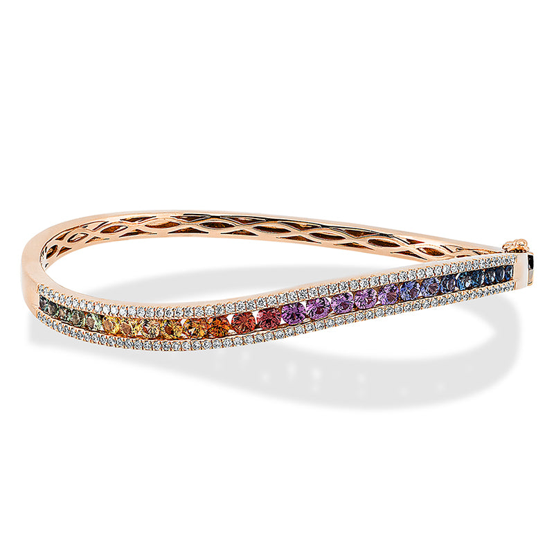 Armreif mit Saphir  aus 750/-18 Karat Rotgold mit 114 Diamanten 0
